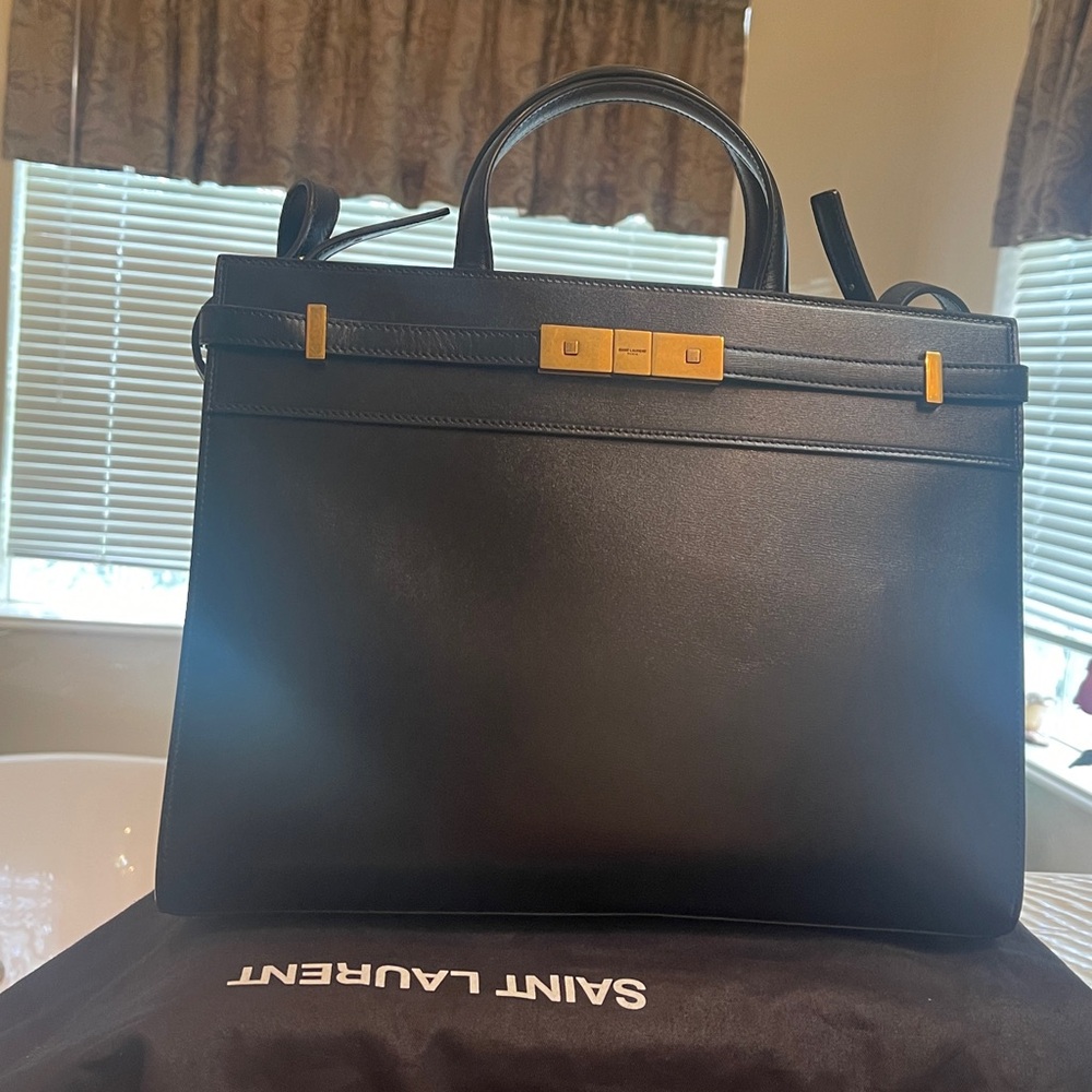 Saint Laurent Black Briefcase with Gold Accents - Picture 5 of 5